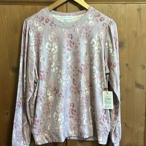 NWT P.J Salvage Womens Pajama Top Animal Print Long Sleeve Sleepwear Pink MED